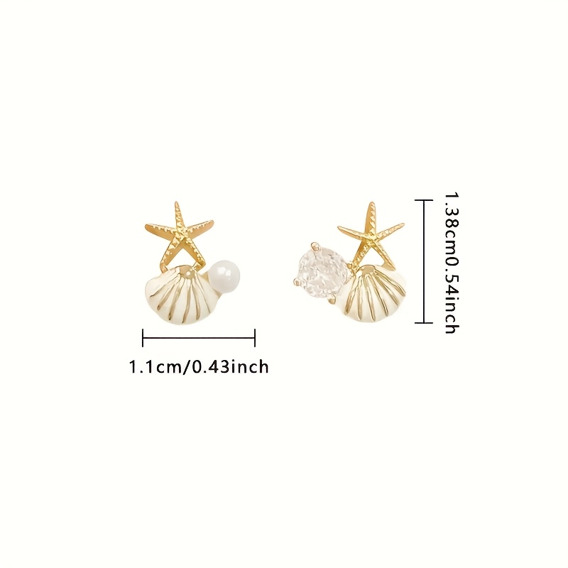 Women's Starfish Shell Multi-Color Enamel Earrings, Summer